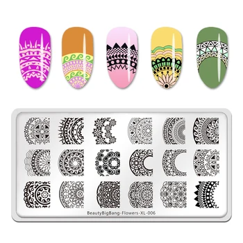 BeautyBigBang Cvetje Nail Art Tiskarske Plošče Mandala Vzorec Nail Art Žig Predlogo DIY Oblikovanje Tiskanje Slik Orodja NOVA