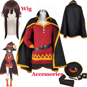 Halloween KonoSuba Megumin Plašč Enotno Obleko, celoten sklop Obleko Božji Blagoslov na ta Čudoviti Svet Anime Megumin Cosplay Lasuljo