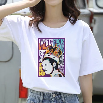 Ženske Grafični Skali Vrh Tees Ženski Freddie Mercury Kraljica Trak T Shirt je Modna Kraljica Tshirt Ženske Harajuku Vintage T-shirt