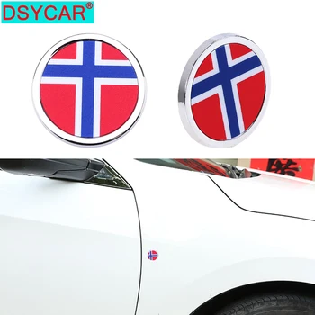DSYCAR 1Pcs 3D Kovinski Norveške Nacionalne Zastave Nalepke Mini Krog Simbol za Volvo Ford, Audi, Mercedes Honda, Nissan VW BMW Dodge KIA LADA