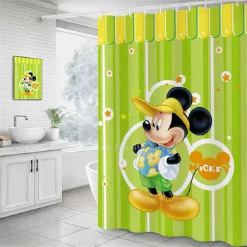 New Mickey Miške Minnie Tuš Zavesa Nepremočljiva Luštna 3D Cartoon Vzorec Tuš Zavesa s Kavlji za Kopalnico Dekor Darila